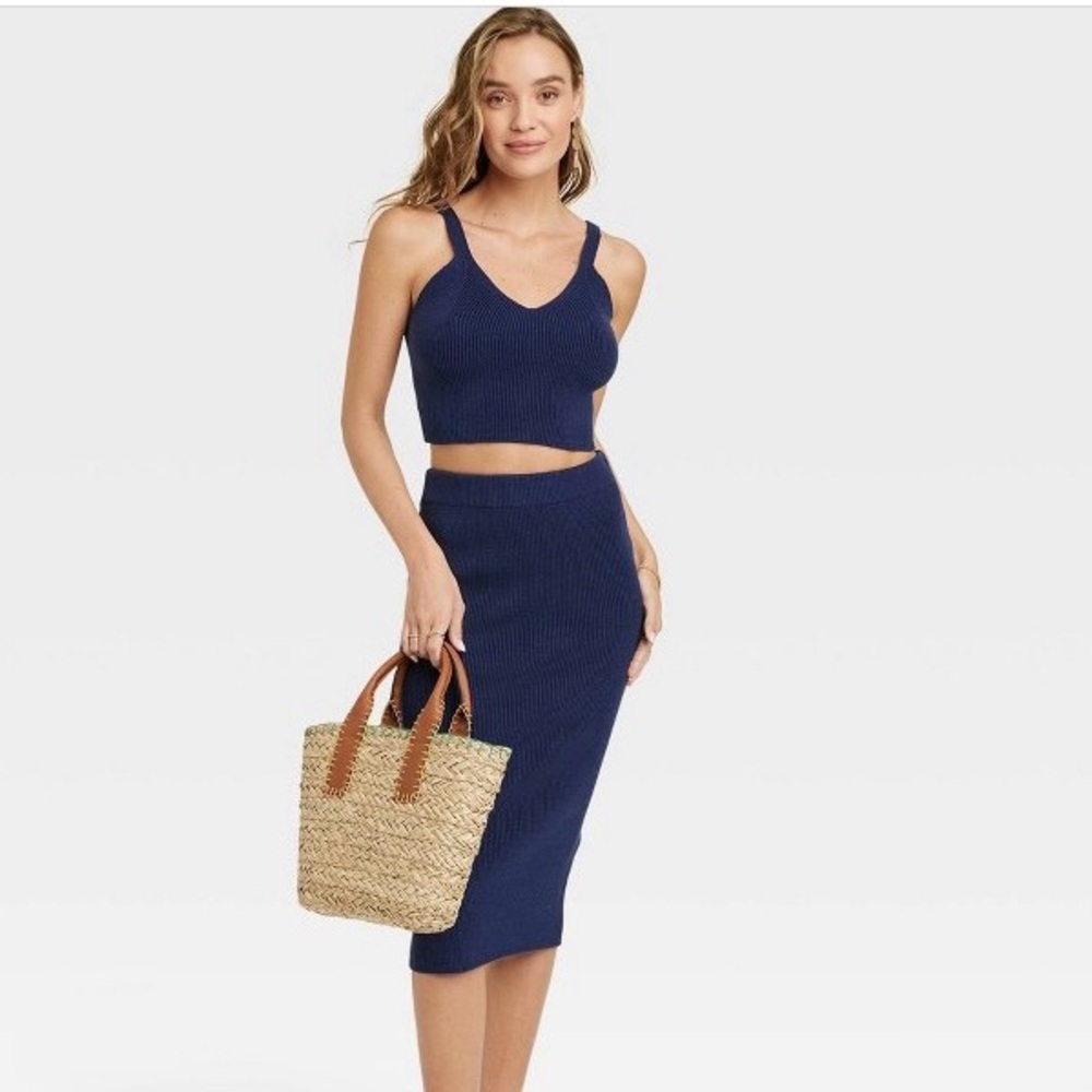 Navy Skirt Set